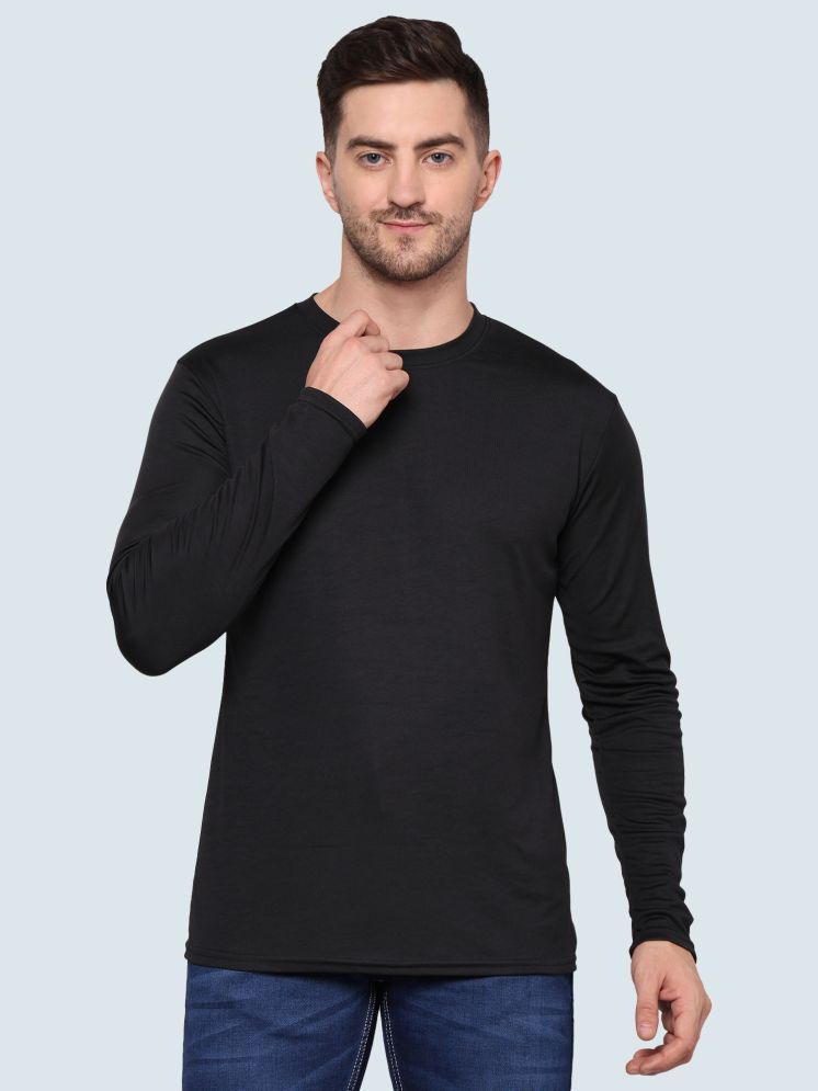     			TQH Polyester Regular Fit Solid Full Sleeves Men's Round T-Shirt - Black ( Pack of 1 )