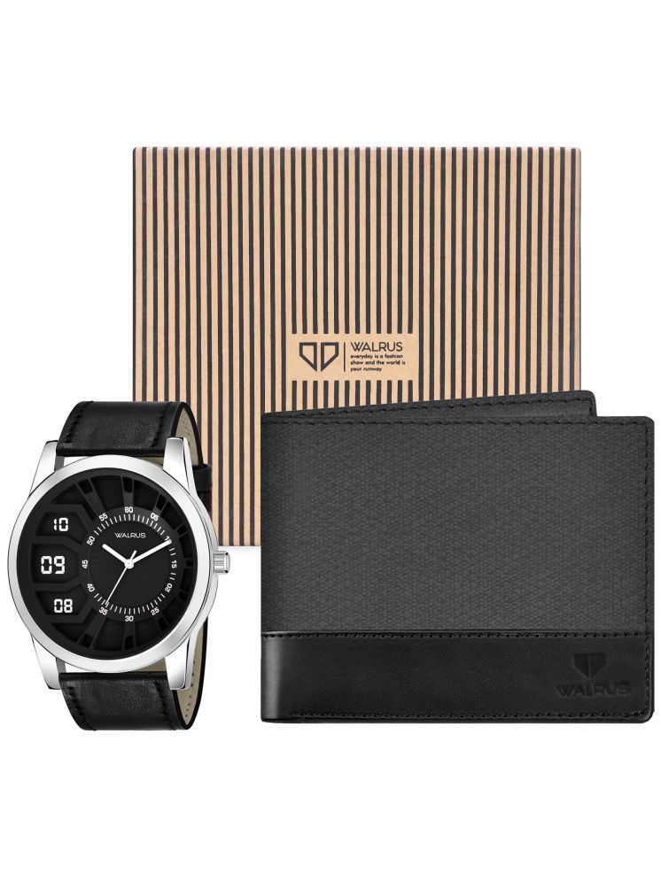     			Walrus Black PU Analog Men's Watch