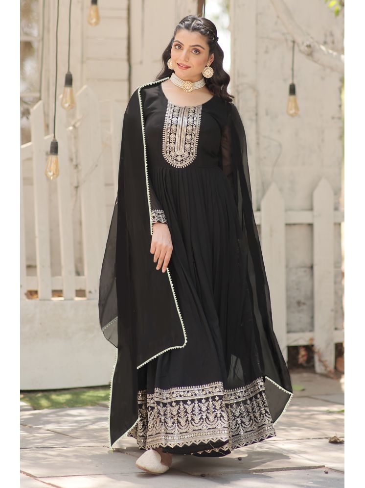     			kedar fab Black Anarkali Georgette Women's Stitched Ethnic Gown ( Pack of 1 )