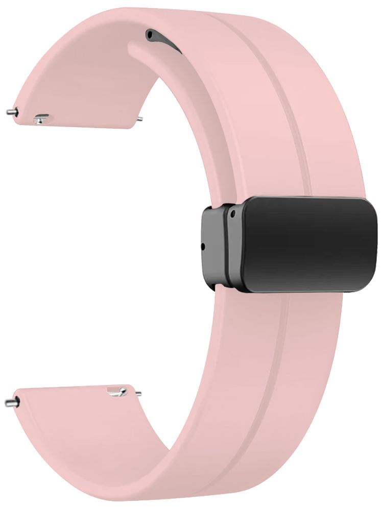     			ACM Watch Strap Silicone Belt Magnetic Clasp 22mm compatible with Timex Iconnect Go Plus Smartwatch Sports Hook Band Creame Pink