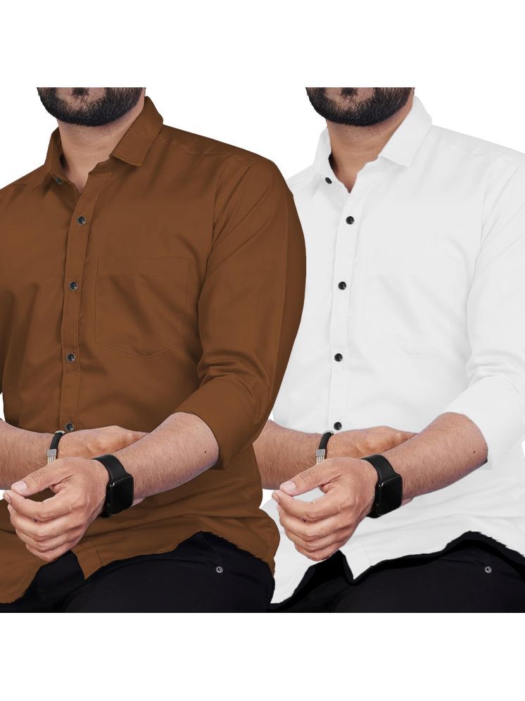     			Apektra Cotton Blend Slim Fit Solids Full Sleeves Men's Casual Shirt - Coffee ( Pack of 2 )