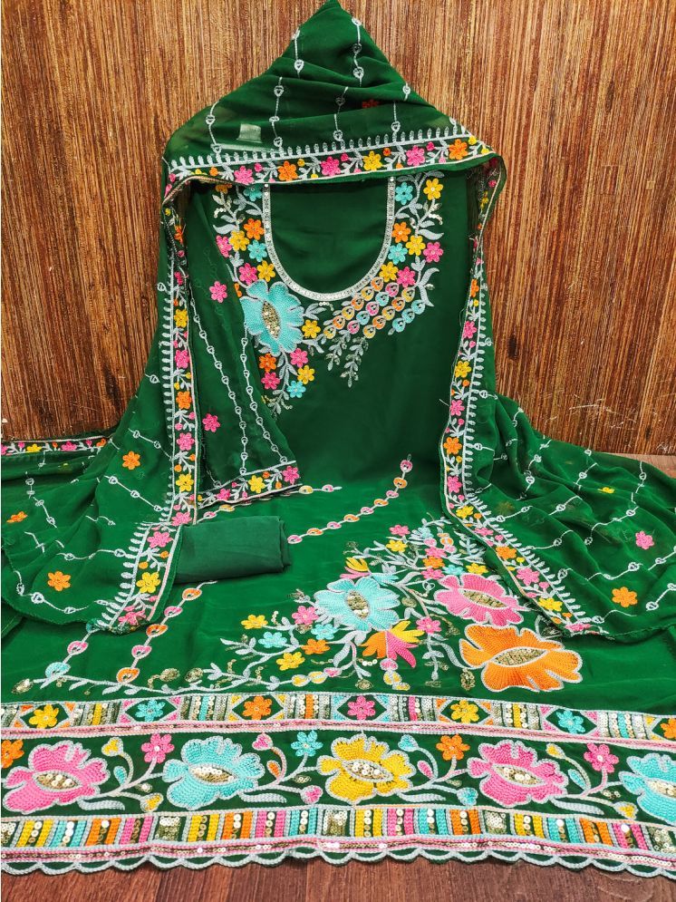     			Lady Shopi Unstitched Georgette Embroidered Dress Material - Green ( Pack of 1 )