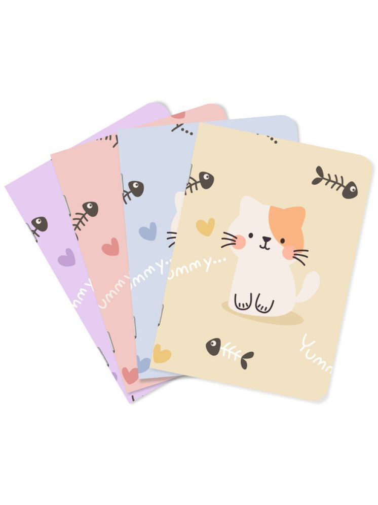     			Sketchfab A5 Handy, Easy to Carry, Floral Ruled Set of 4 for doodling, Writing, Notes, Notebooks -Matte Finished - Journal Diary, Gift.(60 * 4=240 80 GSM Pages) (Cute-Cat)