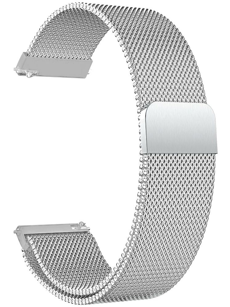     			ACM Watch Strap Magnetic 22mm compatible with Pebble Ultra Rapid Smartwatch Luxury Metal Chain Band Silver