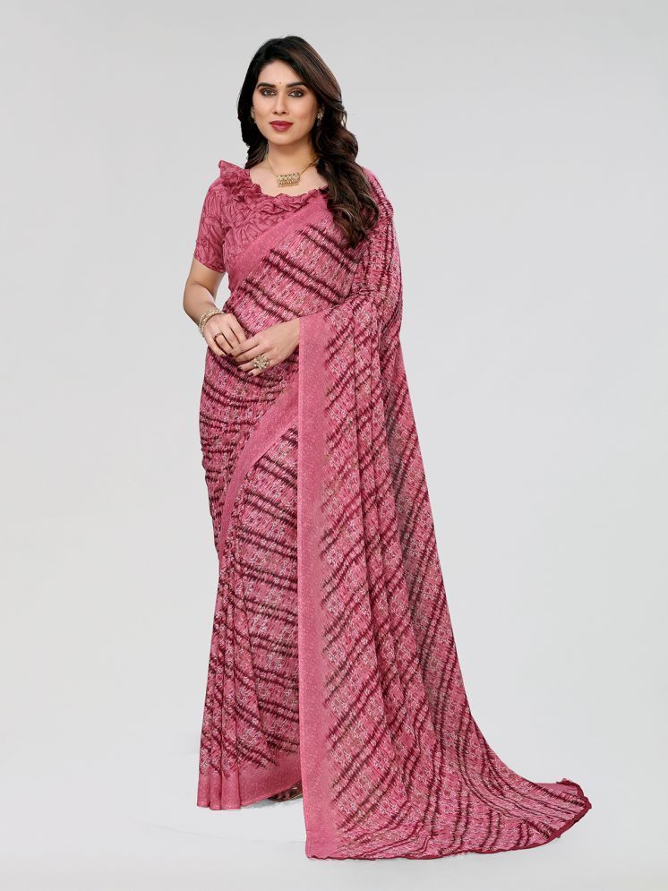     			ANAND SAREES Pack of 1 Georgette Printed Saree With Blouse Piece ( Pink )