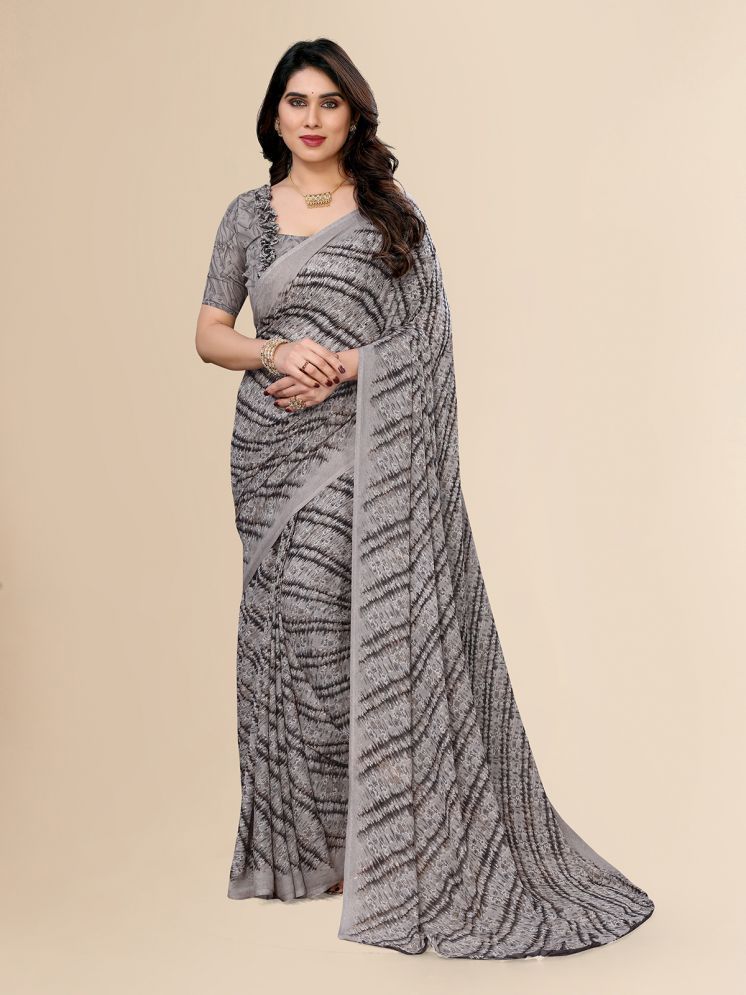     			ANAND SAREES Pack of 1 Georgette Printed Saree With Blouse Piece ( Grey )