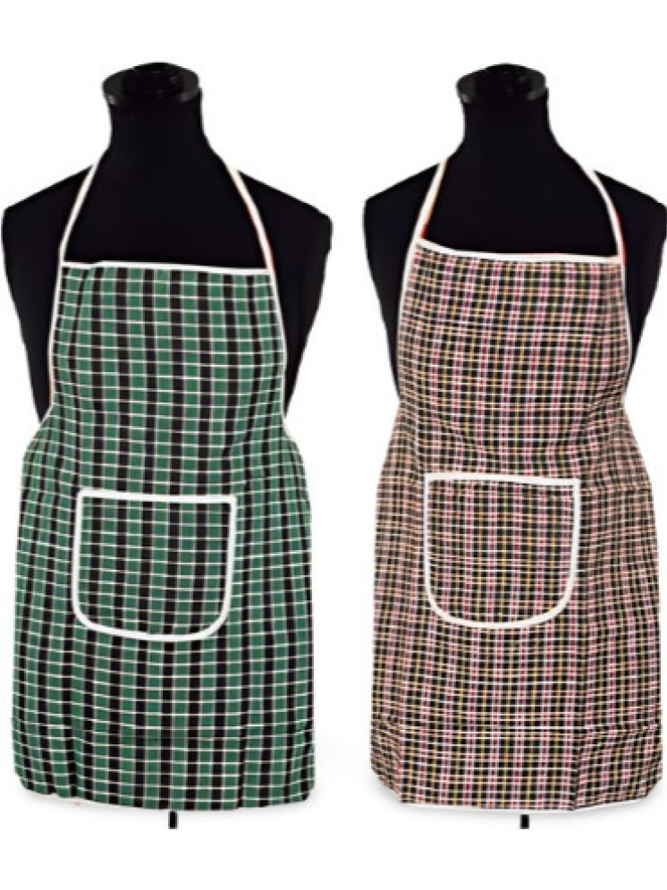     			CreadCraft Cotton Checks Kitchen Apron with 1 Center Pocket ( Pack of 2 )