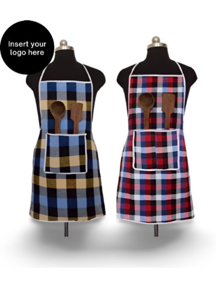     			CreadCraft Cotton Checks Kitchen Apron with 1 Center Pocket ( Pack of 2 )