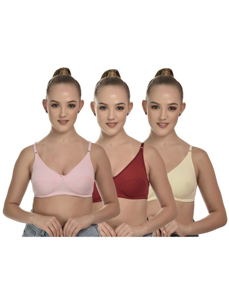     			Desiprime Pack of 3 Cotton Non Padded Everyday Bra For Women ( Multicolor )