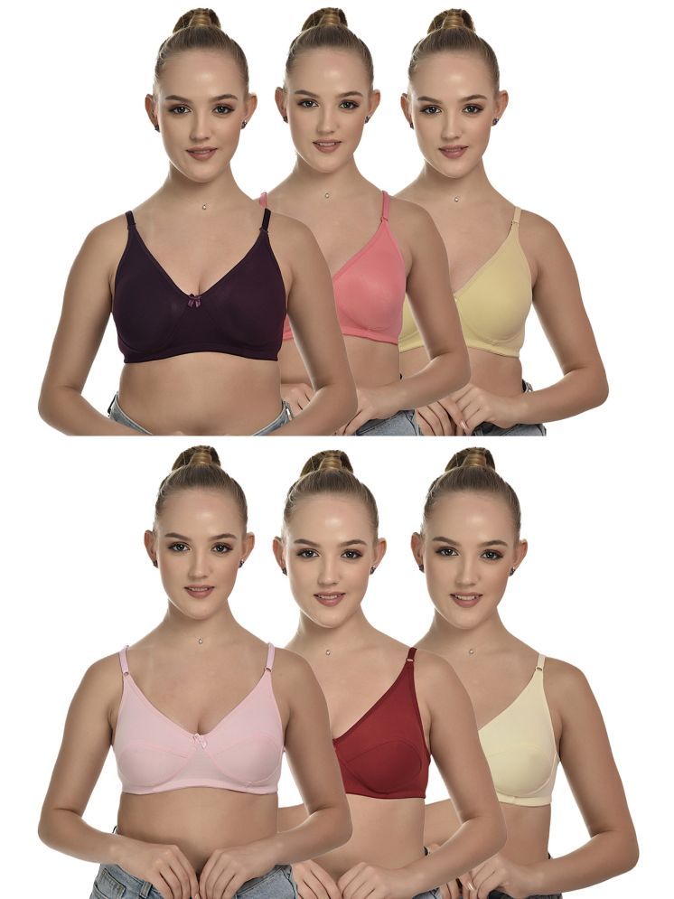     			Desiprime Pack of 6 Cotton Non Padded Everyday Bra For Women ( Multicolor )