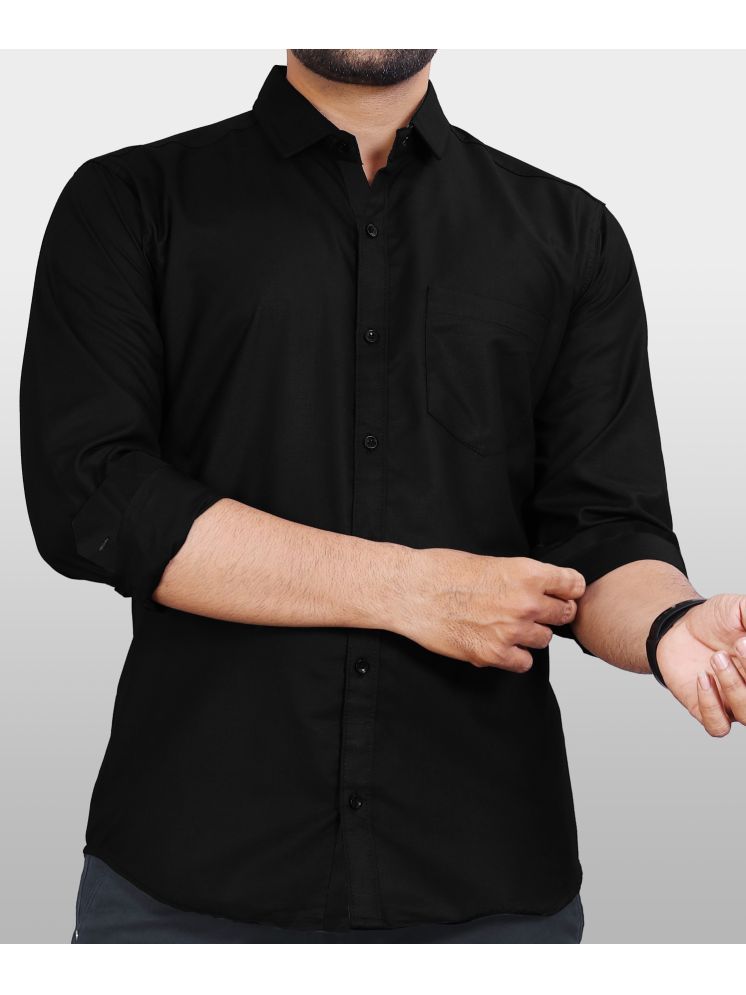     			Eviqe Cotton Blend Regular Fit Solids Full Sleeves Men's Casual Shirt - Black ( Pack of 1 )