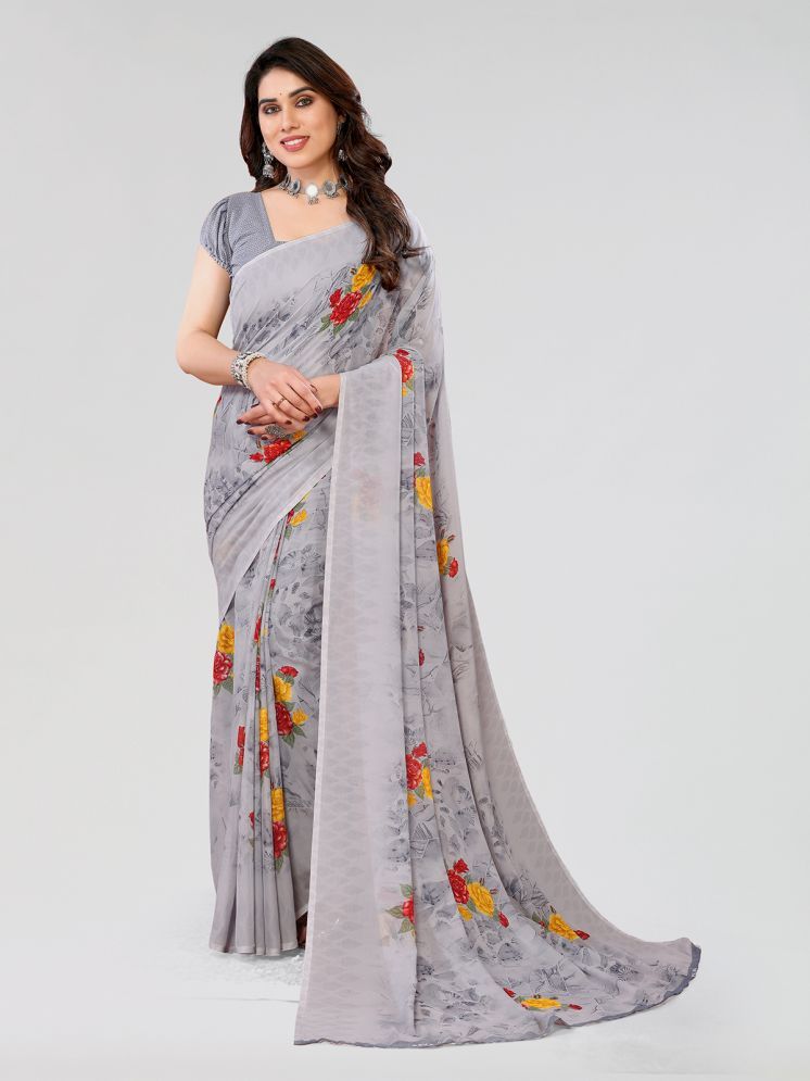     			Kashvi Sarees Pack of 1 Georgette Printed Saree With Blouse Piece ( Grey )