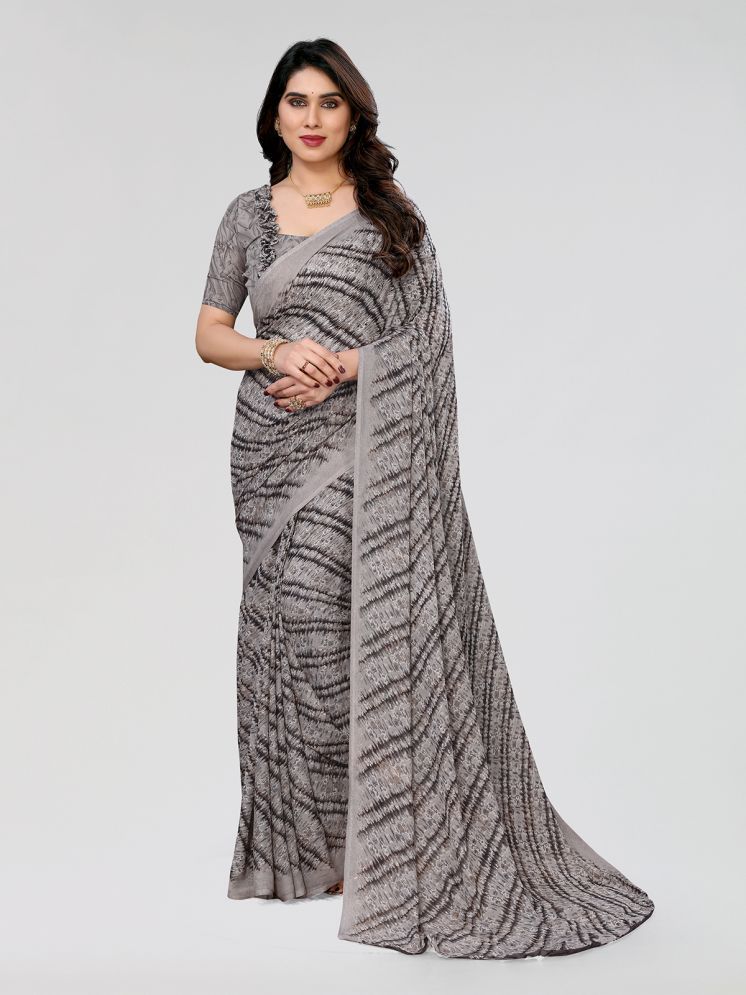     			Kashvi Sarees Pack of 1 Georgette Printed Saree With Blouse Piece ( Grey )