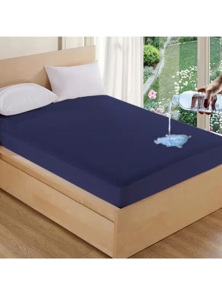     			Luxurious homes - Cotton Water Proof Double Queen Size Mattress Protector - 198 cm (78") x 152 cm (60") - Blue