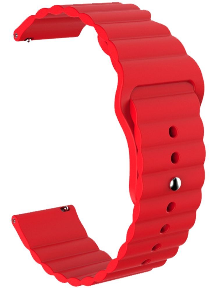     			ACM Watch Strap Wave Design Silicone Belt 22mm compatible with Noise Noisefit Crew Go Smartwatch Sports Band Red