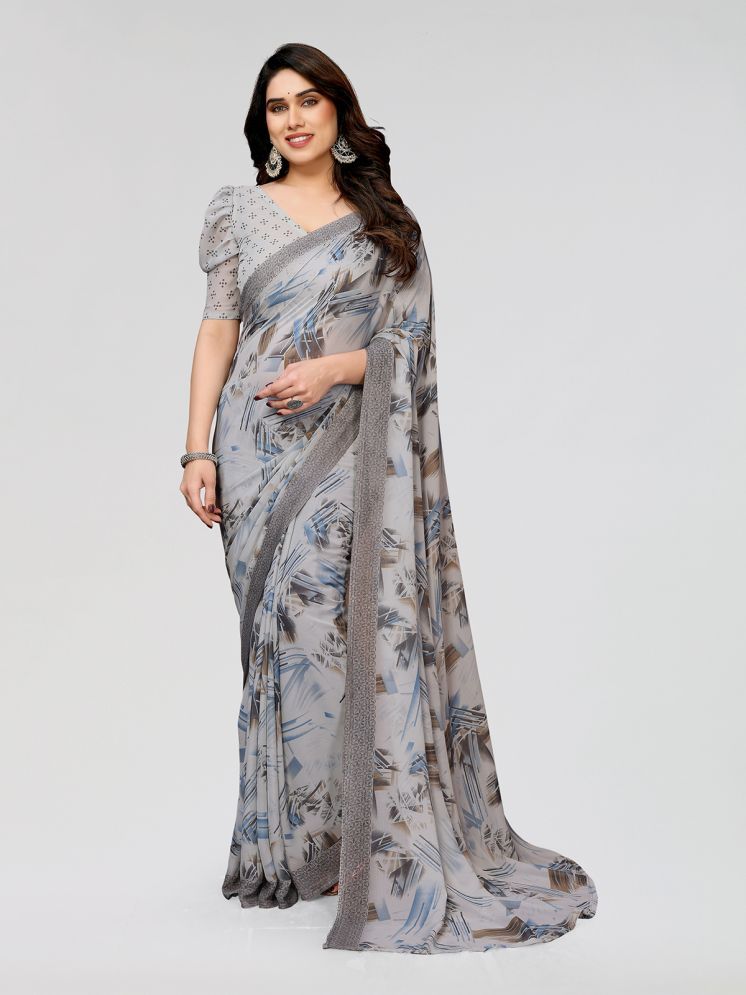     			ANAND SAREES Pack of 1 Georgette Printed Saree With Blouse Piece ( Grey )