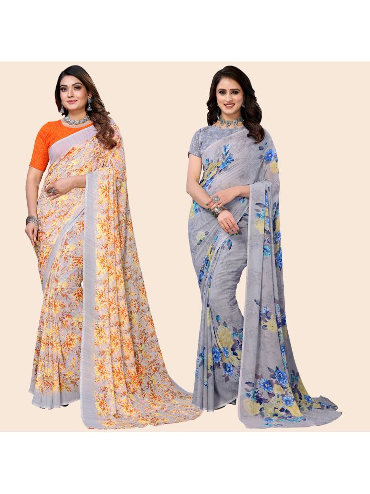     			ANAND SAREES Pack of 2 Georgette Printed Saree With Blouse Piece ( Multicolor )