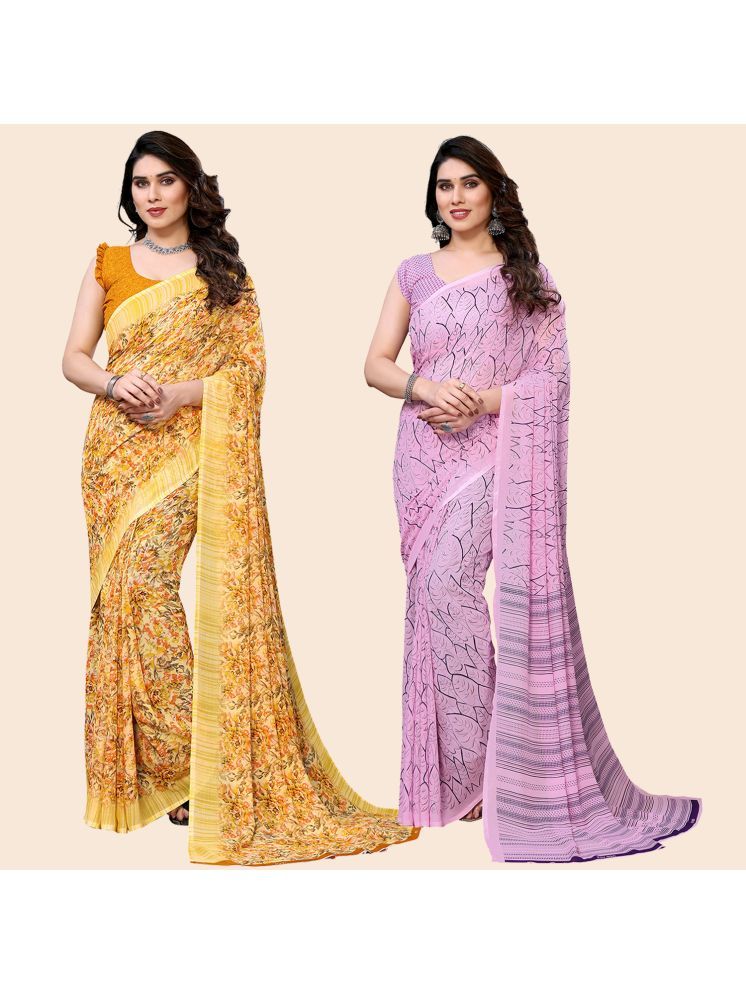     			ANAND SAREES Pack of 2 Georgette Printed Saree With Blouse Piece ( Multicolor )