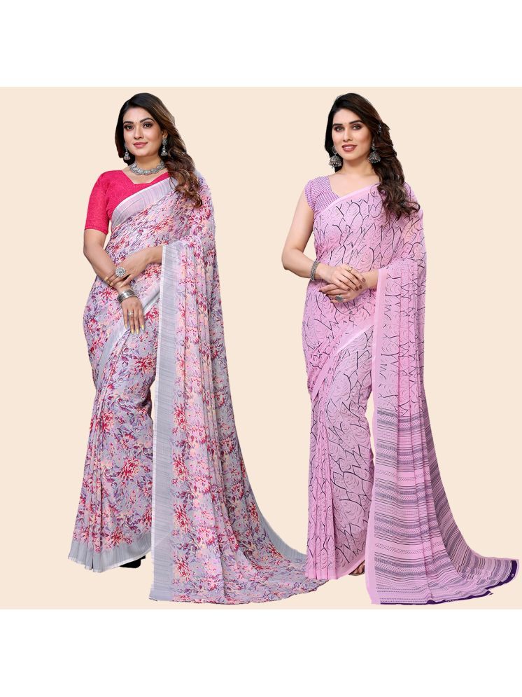     			ANAND SAREES Pack of 2 Georgette Printed Saree With Blouse Piece ( Multicolor )