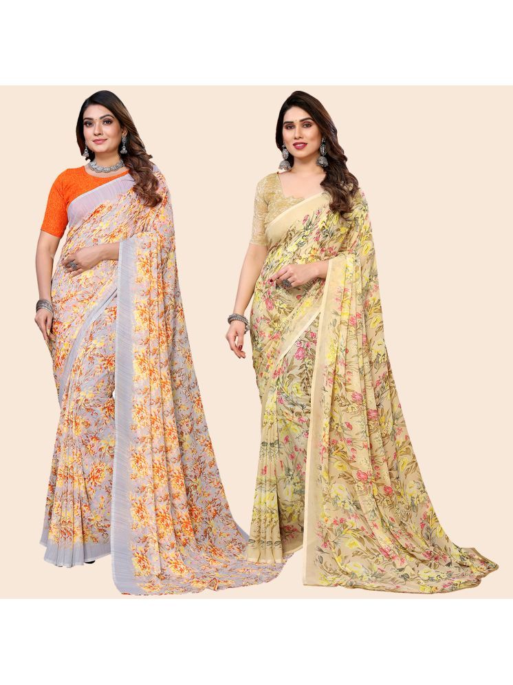     			ANAND SAREES Pack of 2 Georgette Printed Saree With Blouse Piece ( Multicolor )