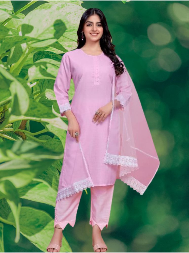     			BIPIN FASHION Cotton Silk Self Design Ethnic Top With Pants Women's Stitched Salwar Suit - Pink ( Pack of 1 )