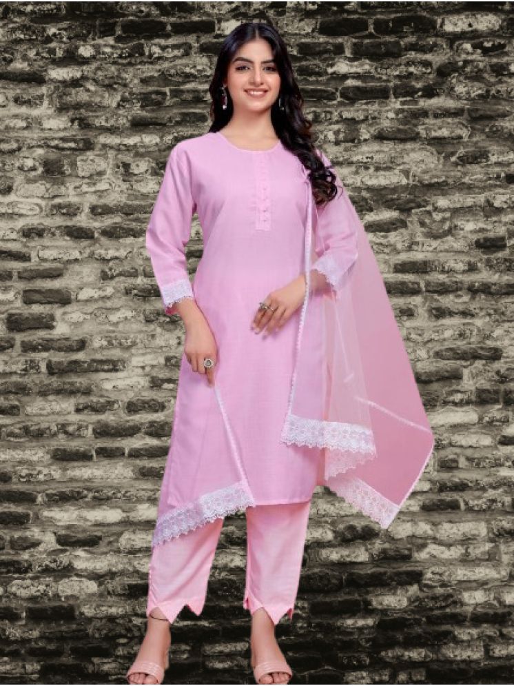     			BIPIN FASHION Cotton Silk Self Design Ethnic Top With Pants Women's Stitched Salwar Suit - Pink ( Pack of 1 )