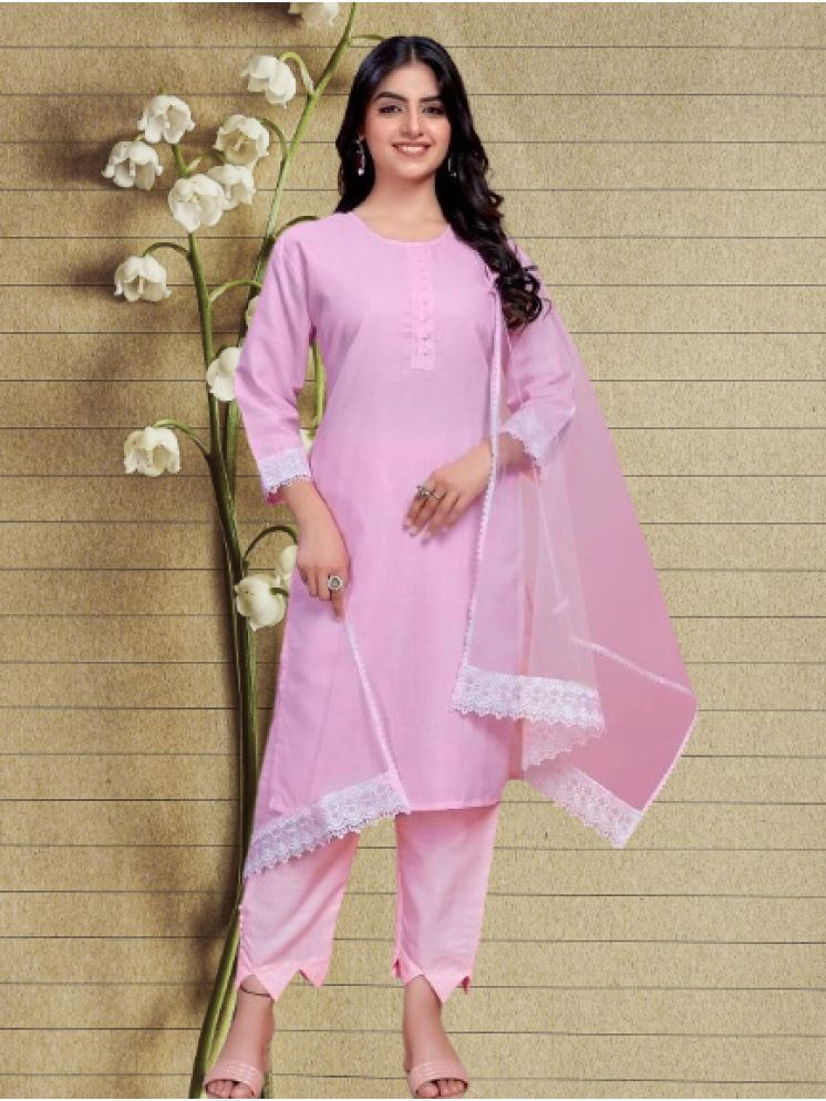     			BIPIN FASHION Cotton Silk Self Design Ethnic Top With Pants Women's Stitched Salwar Suit - Pink ( Pack of 1 )