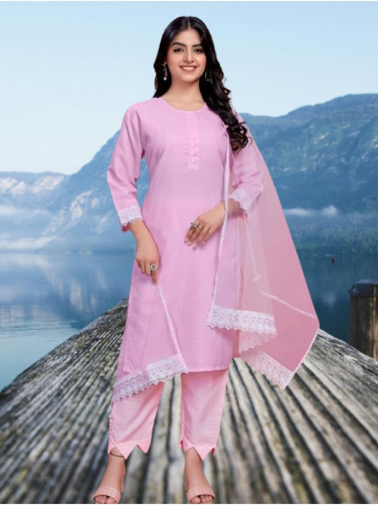     			BIPIN FASHION Cotton Silk Self Design Ethnic Top With Pants Women's Stitched Salwar Suit - Pink ( Pack of 1 )