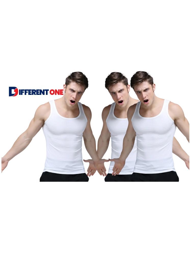     			D1 DIFFERENT ONE Pack of 3 Cotton Basic Vest For Men ( White )