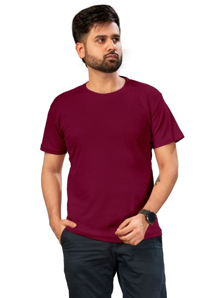     			DVILLA Polyester Regular Fit Solid Half Sleeves Men's Round T-Shirt - Maroon ( Pack of 1 )