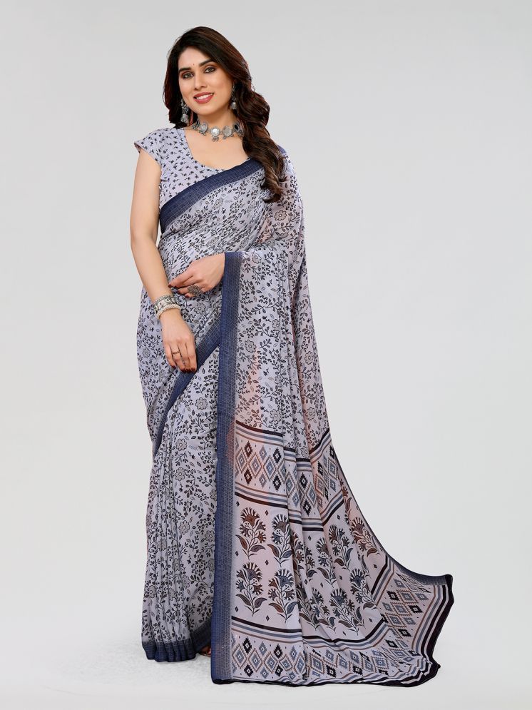     			Kashvi Sarees Pack of 1 Georgette Printed Saree With Blouse Piece ( Blue )