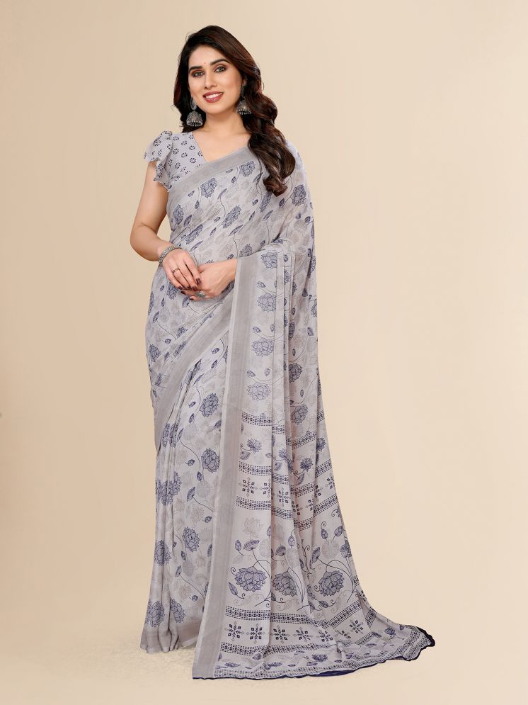     			Kashvi Sarees Pack of 1 Georgette Printed Saree With Blouse Piece ( Grey )