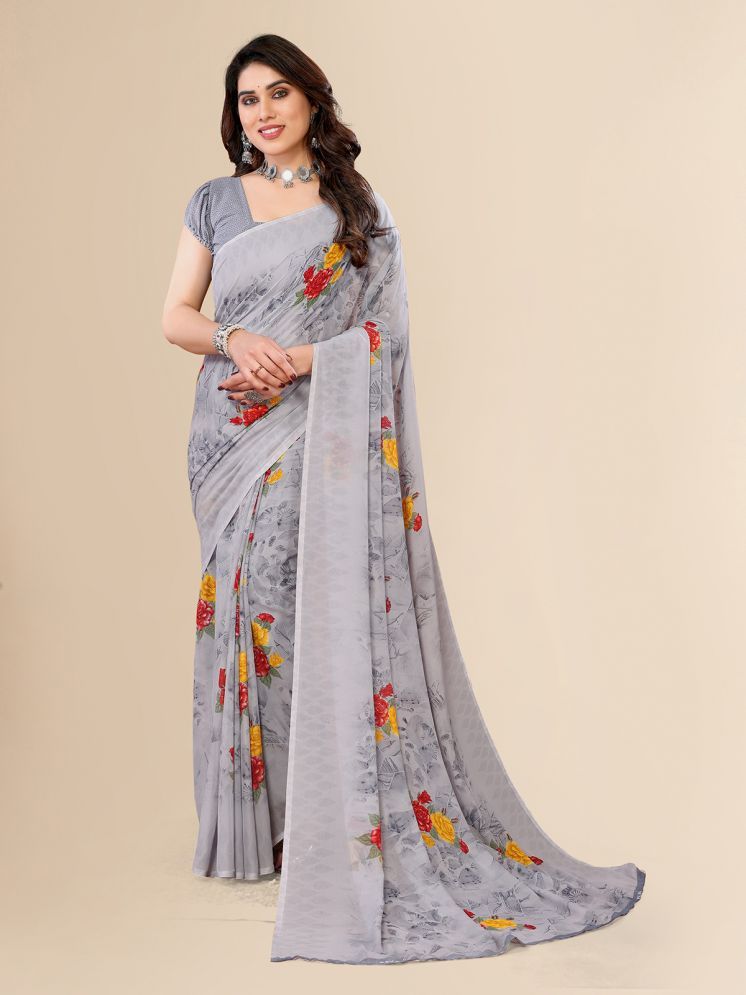     			Kashvi Sarees Pack of 1 Georgette Printed Saree With Blouse Piece ( Grey )