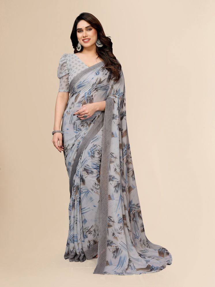     			Kashvi Sarees Pack of 1 Georgette Printed Saree With Blouse Piece ( Grey )