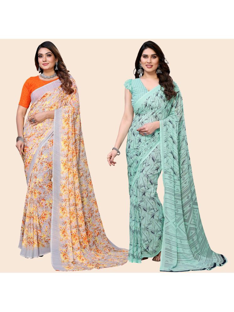     			Kashvi Sarees Pack of 2 Georgette Printed Saree With Blouse Piece ( Multicolor )