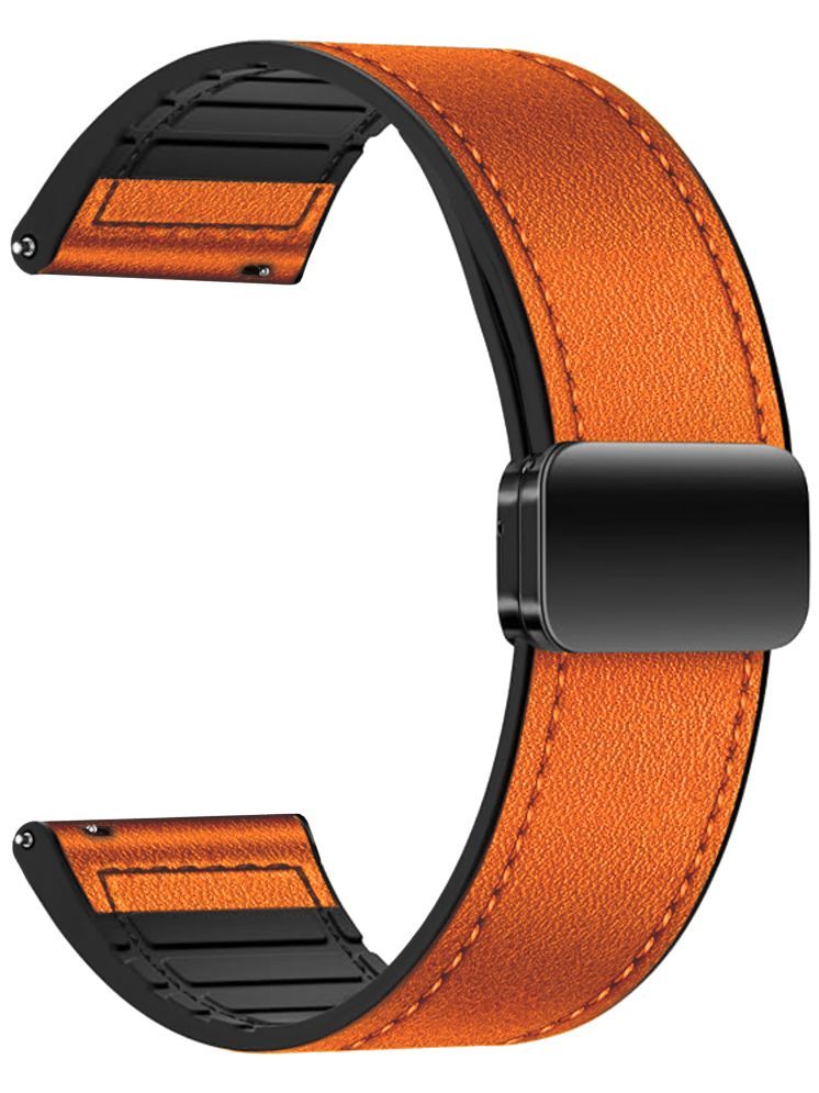     			ACM Watch Strap Leather Magnetic Silicone 22mm compatible with Fire-Boltt Onyx Bsw18 Smartwatch Belt Luxury Band Orange