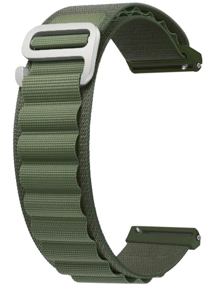     			ACM Watch Strap Nylon 22mm compatible with Fastrack Rider Plus Smartwatch Sports Hook Band Green