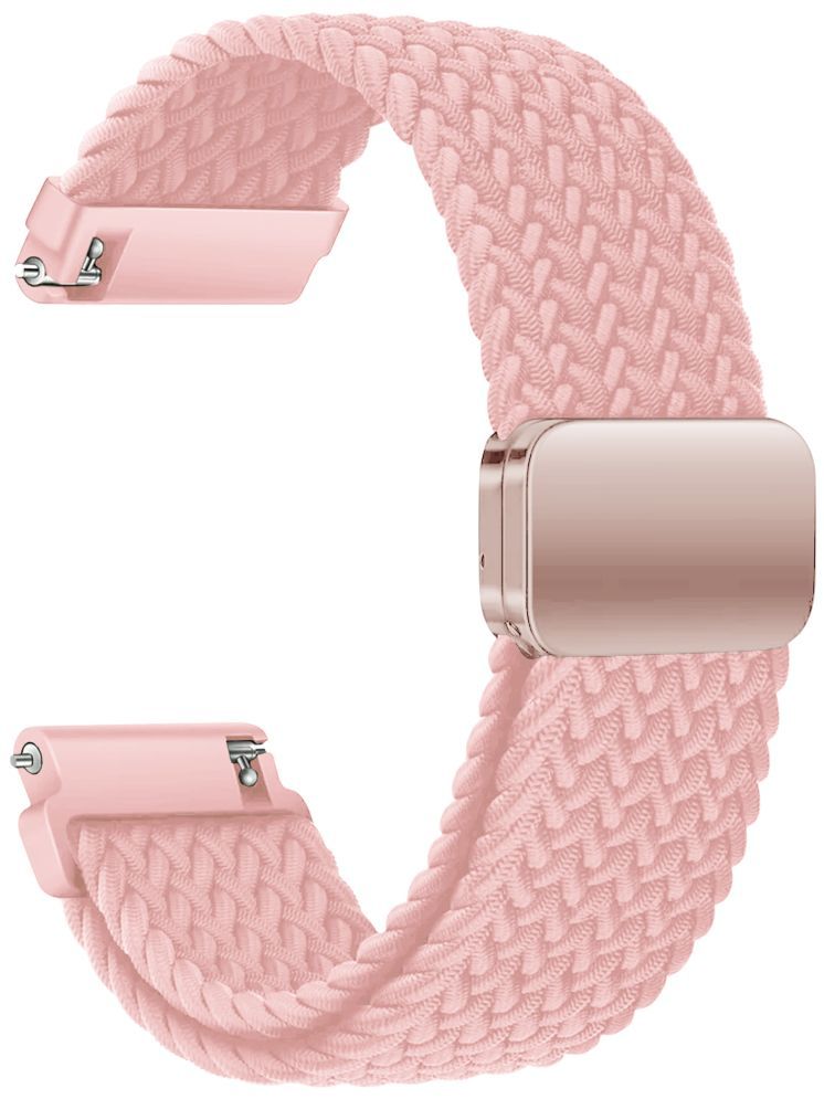     			ACM Watch Strap Woven Braided Magnetic 22mm compatible with Boat Lunar Oasis Smartwatch Adjustable Belt Band Pink