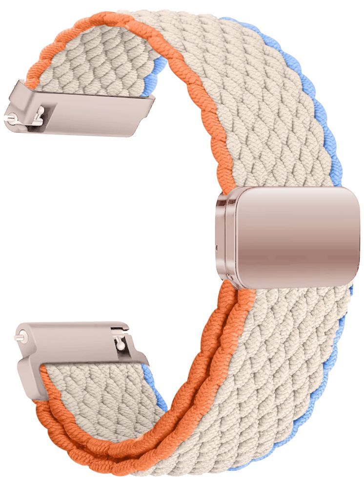     			ACM Watch Strap Woven Braided Magnetic 22mm compatible with Fire-Boltt Obsidian Bsw210 Smartwatch Adjustable Belt Band White