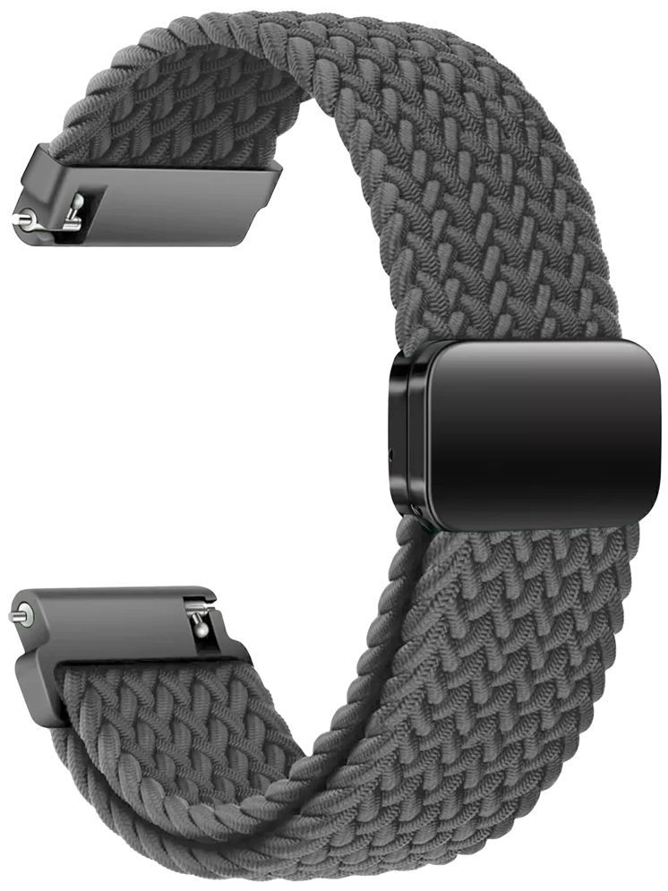     			ACM Watch Strap Woven Braided Magnetic 22mm compatible with Fire-Boltt Snapp 4g Bsw220 Smartwatch Adjustable Belt Band Grey