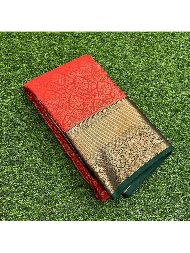     			Vividvibe Pack of 1 Banarasi Silk Woven Saree With Blouse Piece ( Red )