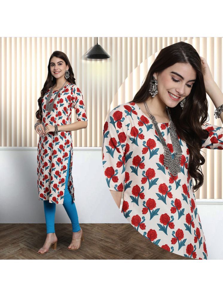     			1 Stop Fashion Pack of 1 Crepe Printed Nayra Women's Kurti - ( Red )