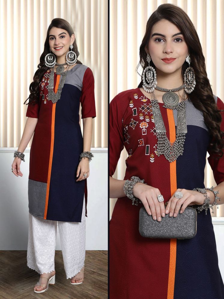     			1 Stop Fashion Pack of 1 Crepe Printed Nayra Women's Kurti - ( Maroon )