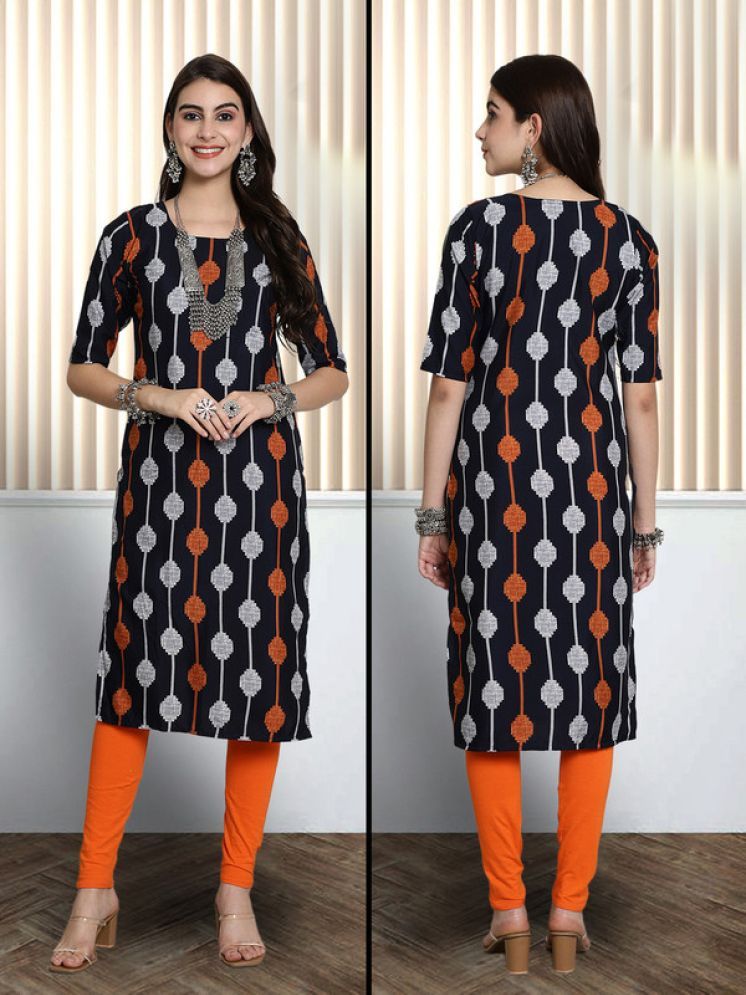     			1 Stop Fashion Pack of 1 Crepe Printed Nayra Women's Kurti - ( Black )