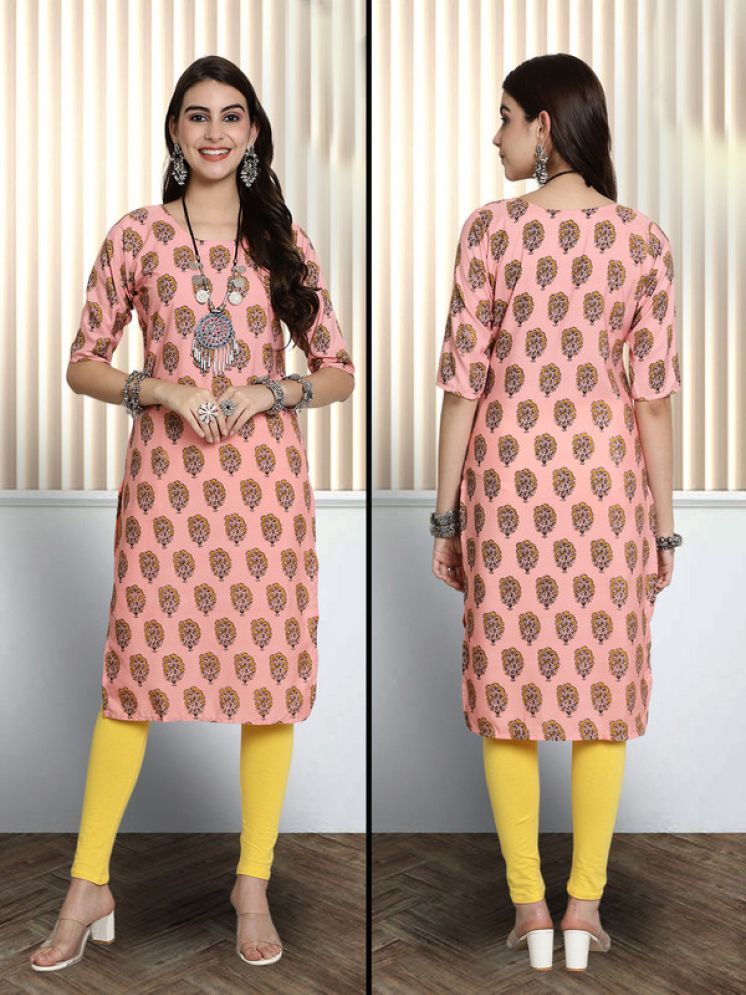     			1 Stop Fashion Pack of 1 Crepe Printed Nayra Women's Kurti - ( Pink )