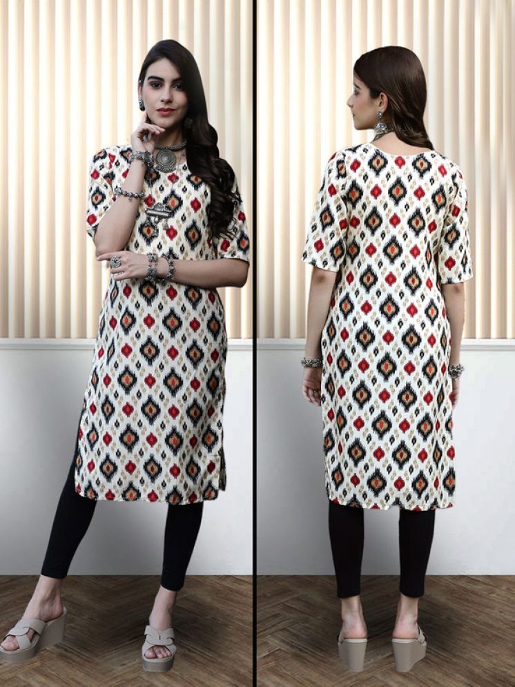     			1 Stop Fashion Pack of 1 Crepe Printed Nayra Women's Kurti - ( White )