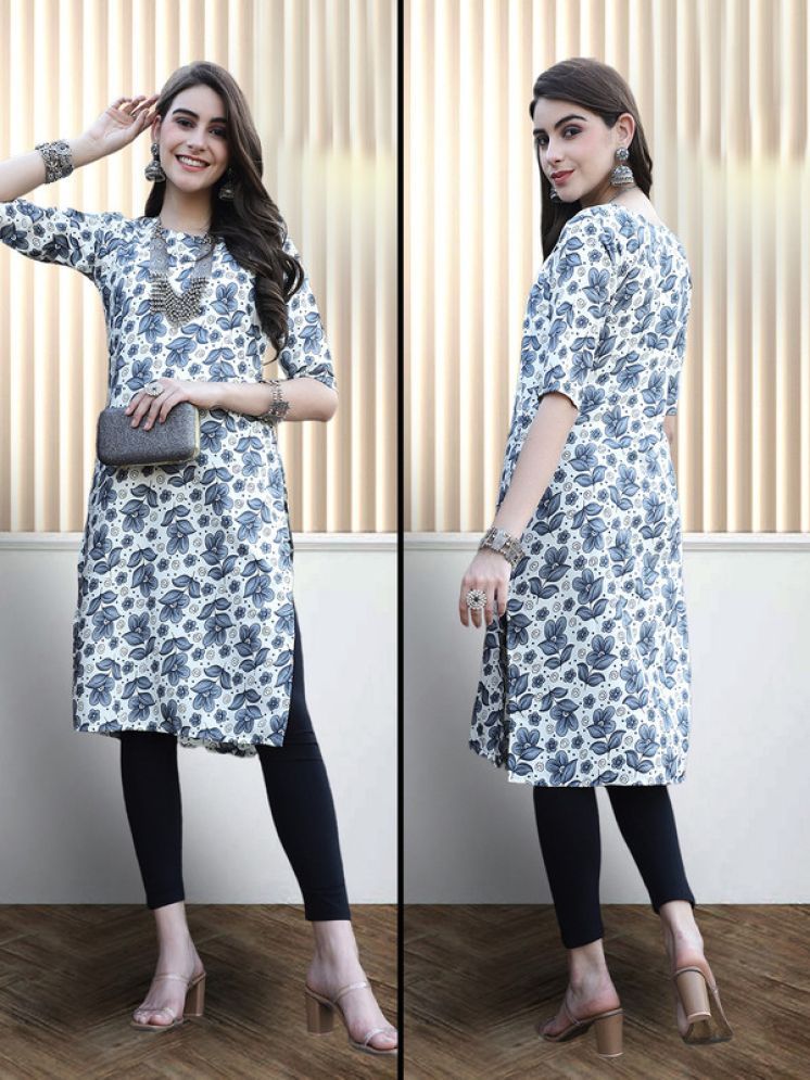     			1 Stop Fashion Pack of 1 Crepe Printed Nayra Women's Kurti - ( Grey )