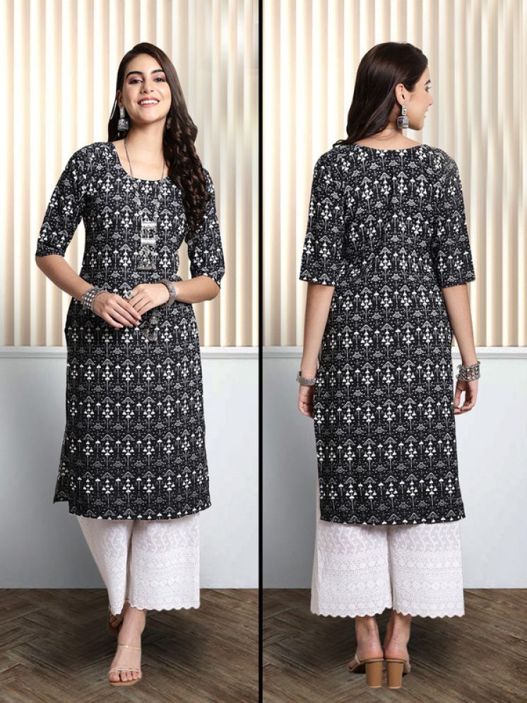     			1 Stop Fashion Pack of 1 Crepe Printed Nayra Women's Kurti - ( Black )