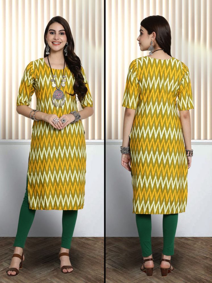     			1 Stop Fashion Pack of 1 Crepe Printed Nayra Women's Kurti - ( Yellow )