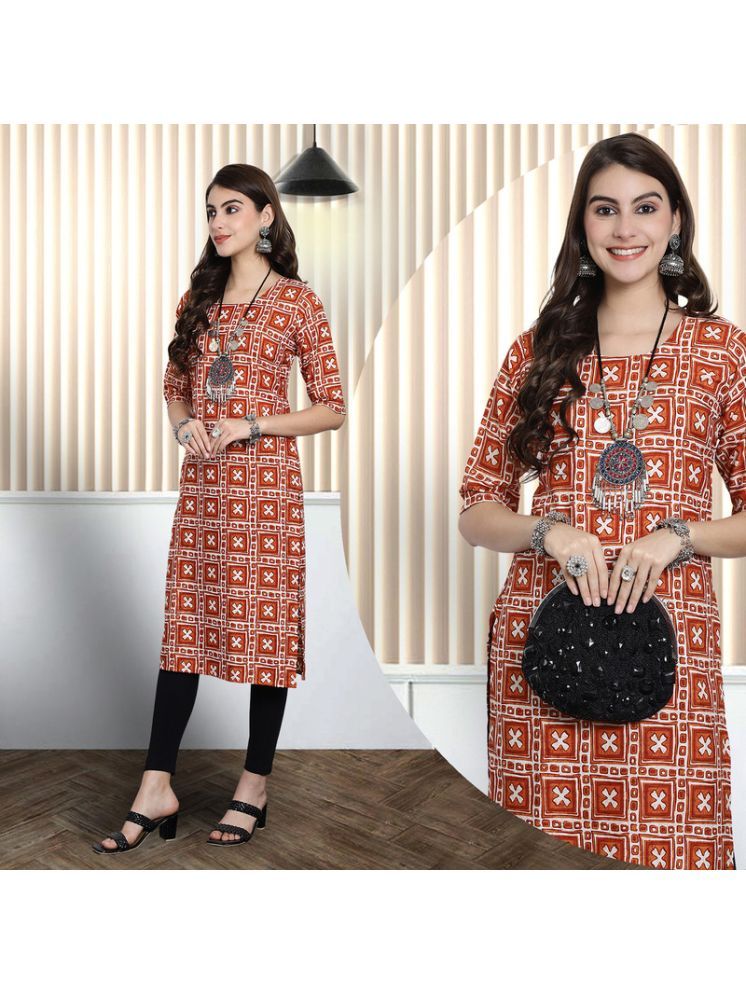     			1 Stop Fashion Pack of 1 Crepe Printed Nayra Women's Kurti - ( Orange )